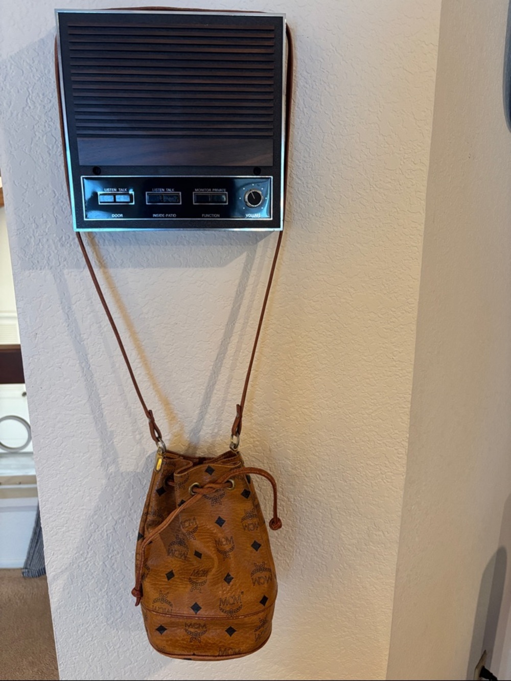 MCM Cognac Monogram Visetos Drawstring Shoulder Bag - Picture 2 of 9